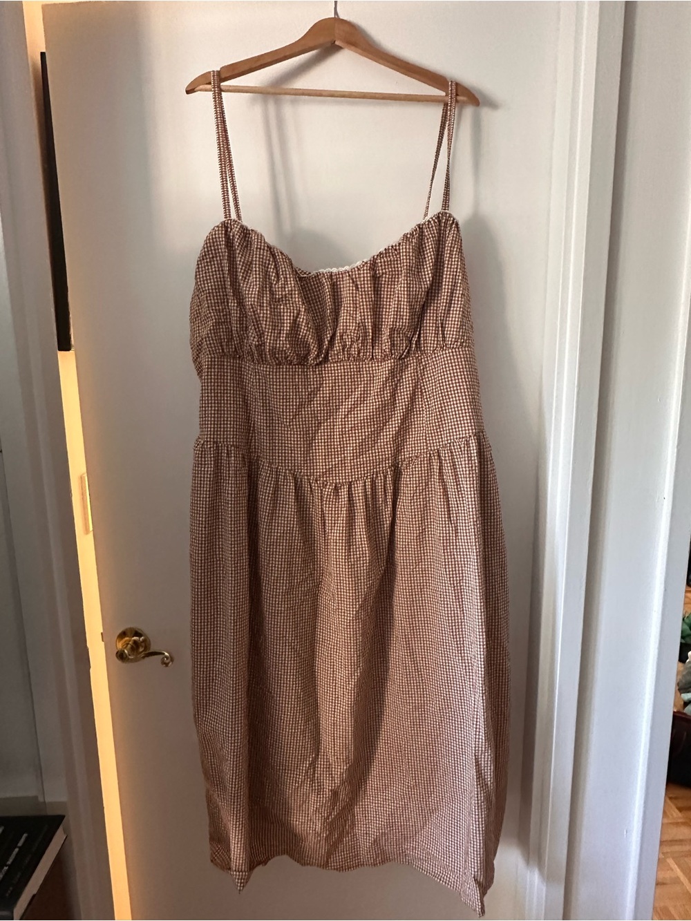 a new day Brown Gingham Spaghetti Strap Sundress